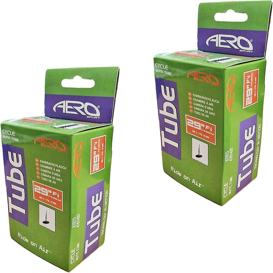 image 1 of Aero Sport Set x 2 Butyl Rubber Bike Inner Tube 27.5",28",29" x 40/60-584/635 Presta Valve