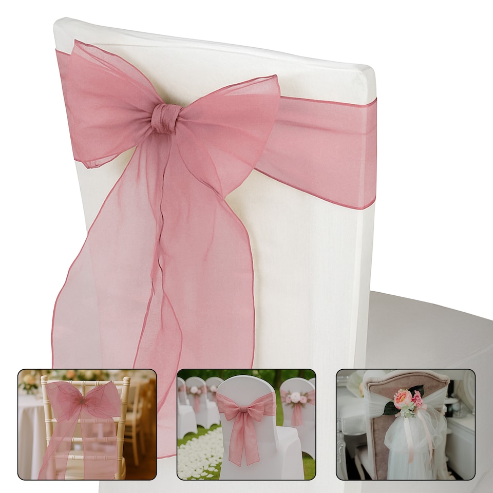 image 1 of 17 x 280cm Organza Chair Sashes, Sheer Sash Ties - 25pcs