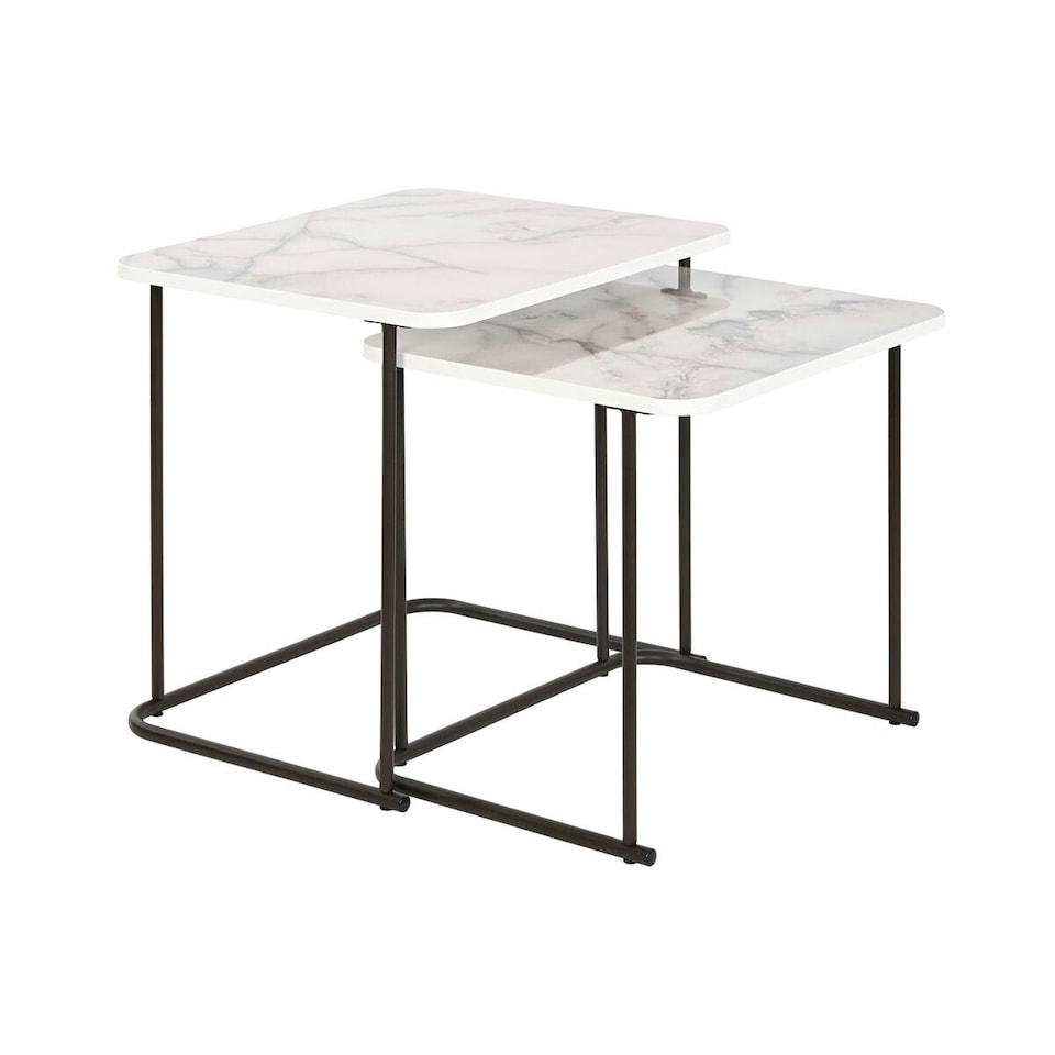 image 1 of Set of 2 tables DKD Home Decor White Black 51 x 43 x 49 cm N/A