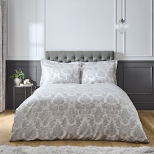 Damask Jacquard Duvet Cover Set | Silver | Silver Grey