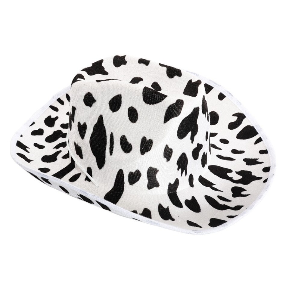 image 1 of Pack of 2 White Cow Print Cowboy Hat White | One Size