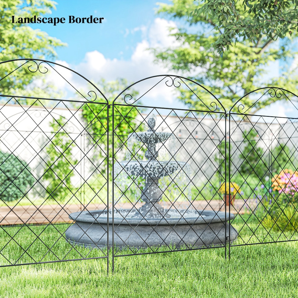 image 1 of Outsunny 4PCs Decorative Garden Fencing 43in x 11.5ft Metal Border Edging