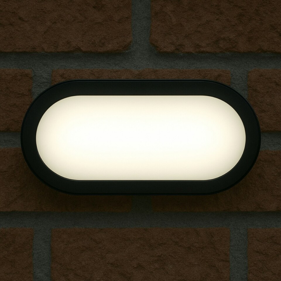 image 1 of CGC SONNY Black Opal Oval Outdoor Wall Light Bulkhead 12W Black