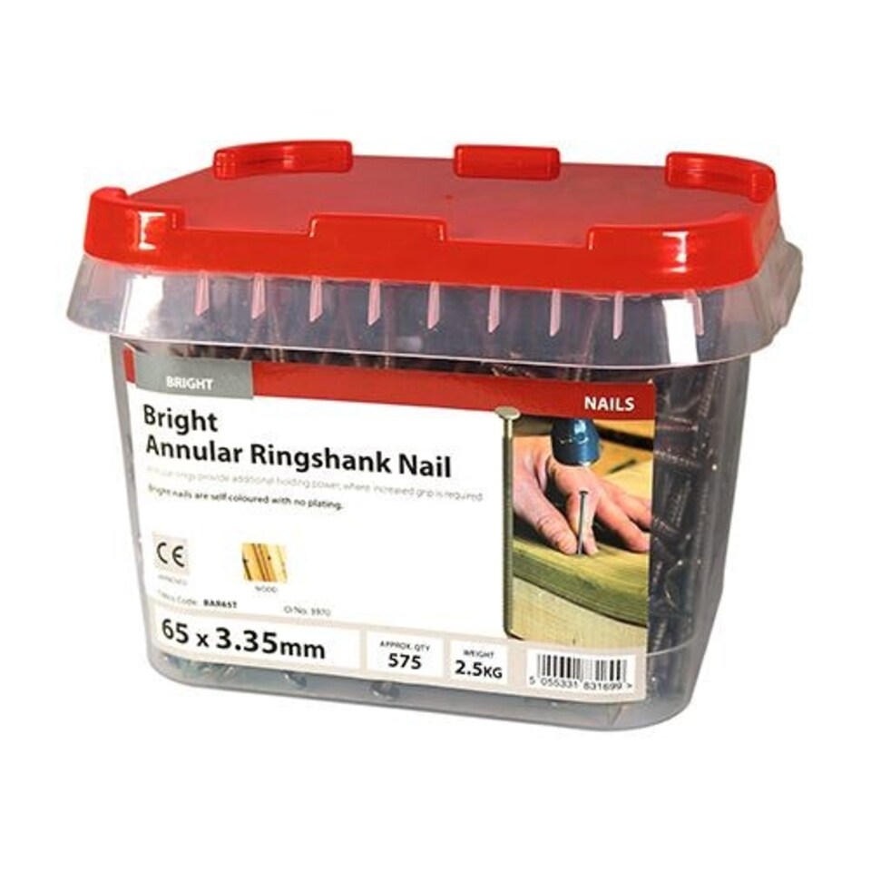 image 1 of Timco - Annular Ringshank Nails - Bright (Size 65 x 3.35 - 2.5 Kilograms)