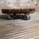 image 6 of Tom Chambers Handcrafted Heavy Duty Round Traditional Wood Garden Patio Plant Flower Pot Stand Caddy Trolley Dolly on Strong Metal Castor Wheels 30cm | Brown | Brown