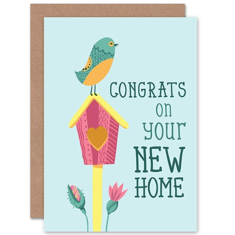 image 1 of Cute Birdhouse Love Heart Congrats New Home Card