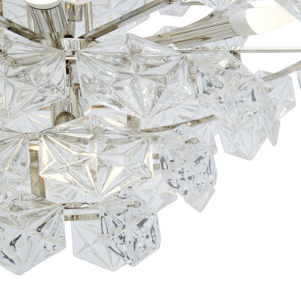 image 1 of Interiors by Premier Classical Silver Leaf Chandelier, 12 Bulb Teardrop Glass Pendant Light, Vintage-Inspired Ceiling Light Silver