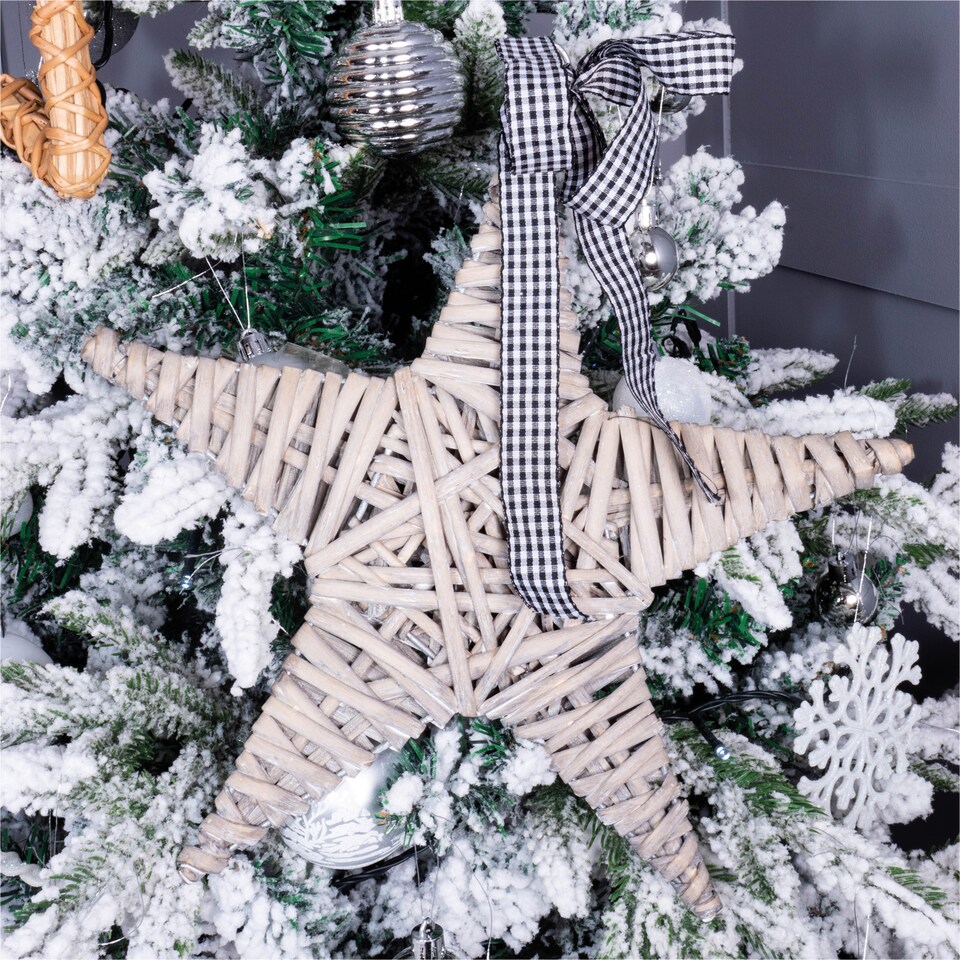 image 1 of St Helens Christmas Light Grey Wicker Star Woven Willow