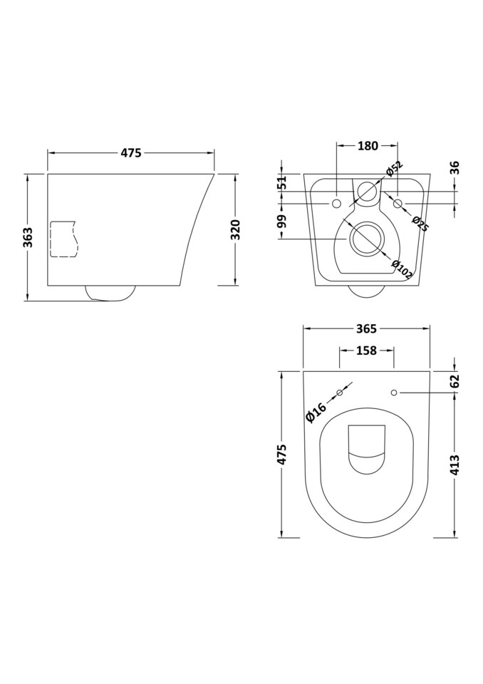 image 1 of Balterley Baswich Contemporary Round Wall Hung Toilet Pan and Seat with Concealed Cistern and Flush Plate with Round Buttons - White/Chrome
