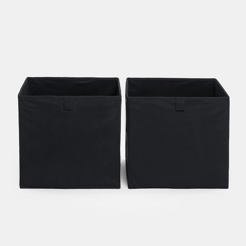 image 1 of OHS 2 Pack Folding Storage Cubes Soft Matte Velvet Collapsible Home Modern Storage Organiser Space Saving Square Ottoman Boxes Black
