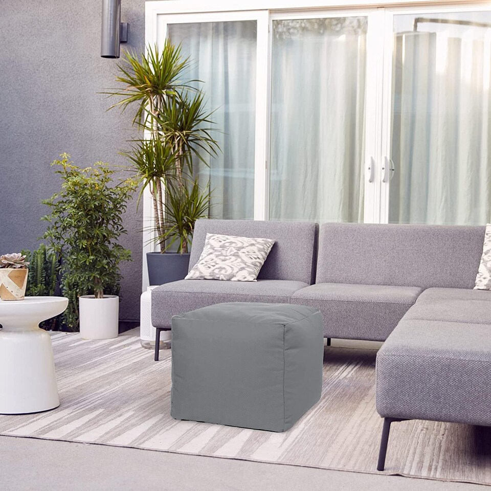 image 1 of Outdoor Bean Bag Footstool Pouffe Water-Resistant 40x40cm | Silver