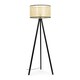 image 1 of ValueLights Barbro Black Tripod Floor Lamp Wicker Trim Shade and Bulb