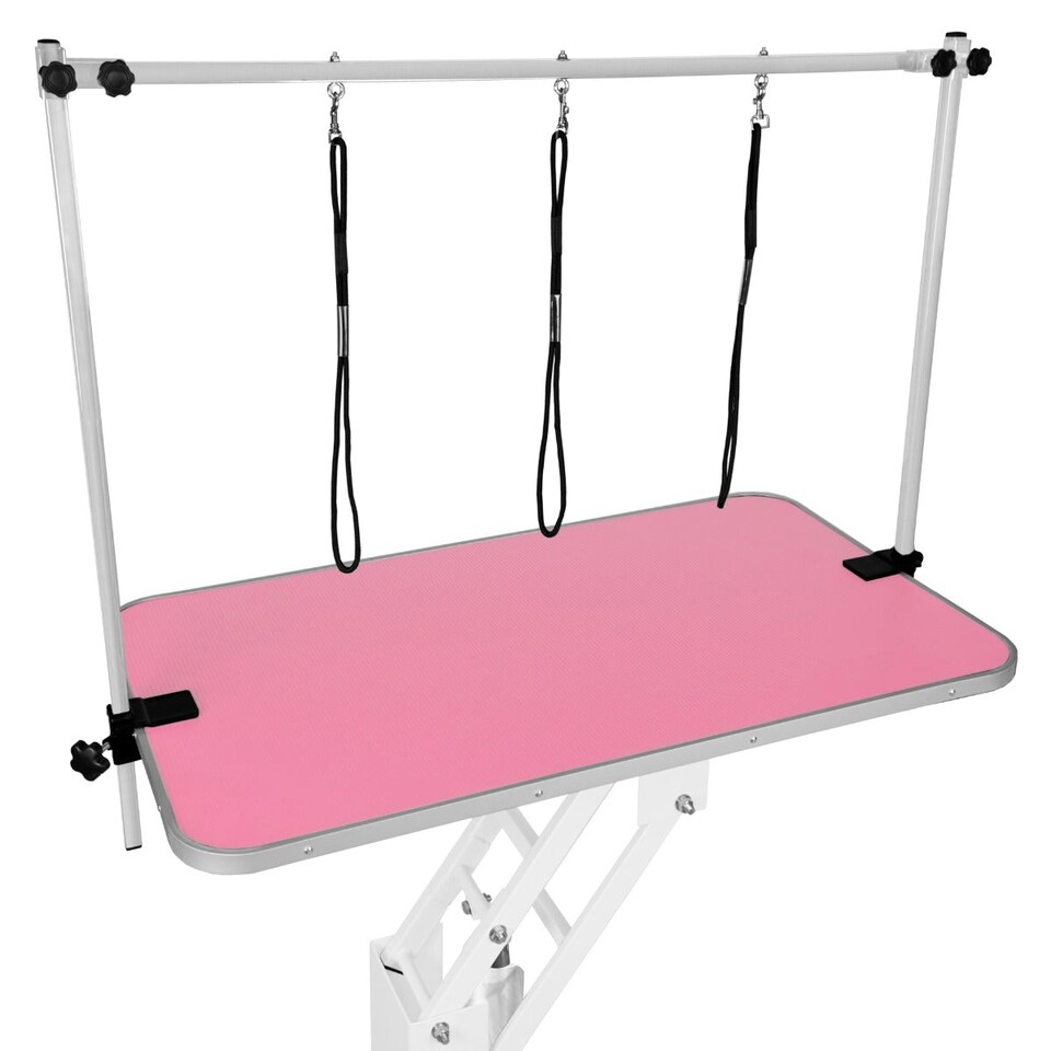 image 1 of White Hydraulic Grooming Table - Pink Table Top