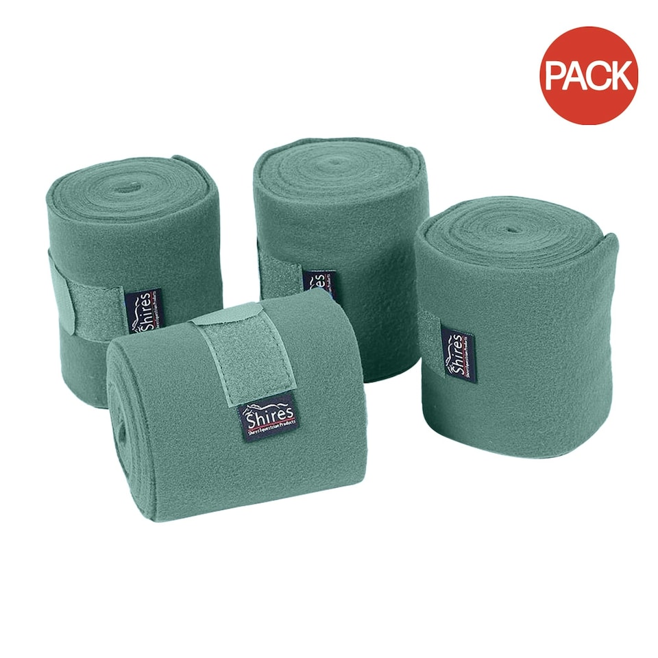 image 1 of Shires Fleece Horse Bandages (Pack of 4) - Green - 11cm x 3m