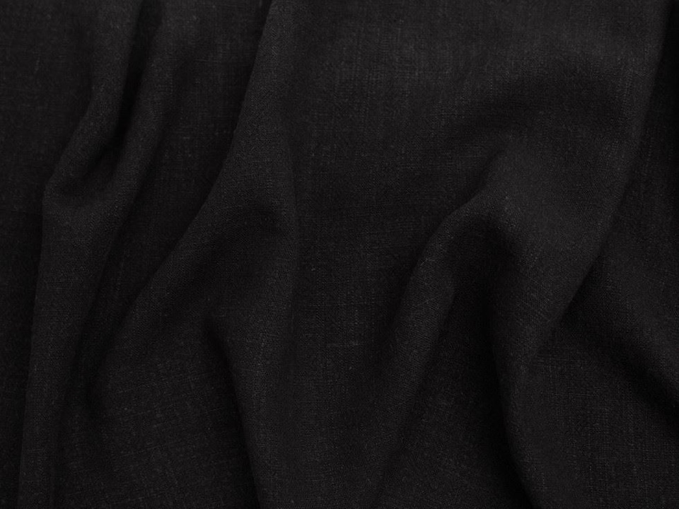 Minerva Core Range Black Textured Viscose Linen Noil Fabric for Dressmaking, 135cm / 53" Wide - per metre