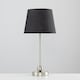 image 1 of ValueLights Theydon Brushed Silver Table Lamp with Small Black Tapered Shade and E14 Golfball LED 4W Warm White 3000K Bulb Black