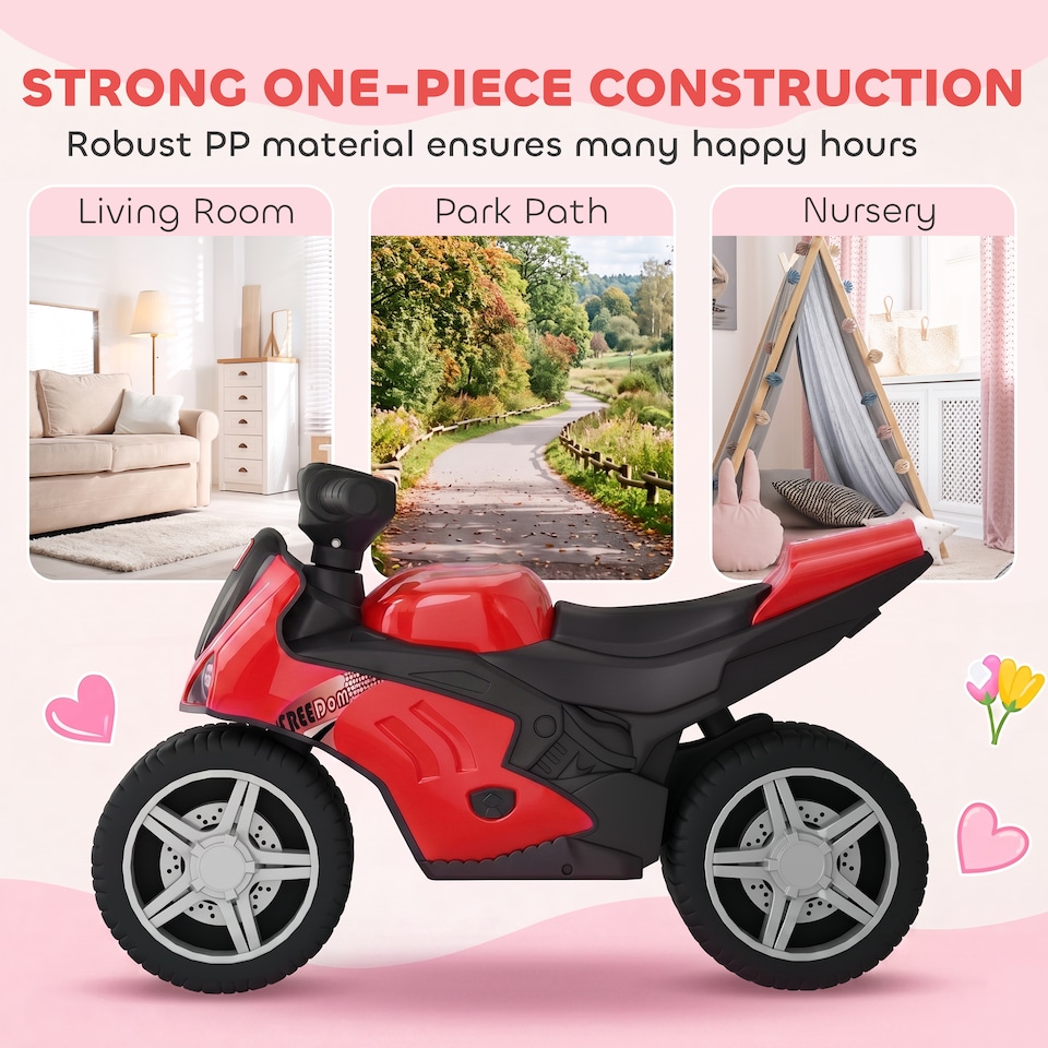 image 1 of AIYAPLAY Balance Bike for 18-36 Months with Music Extra-Wide Wheels Red