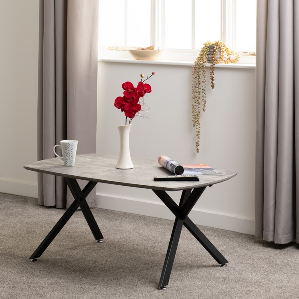 image 1 of Athens Oval Coffee Table - L60 x W100 x H45.5 cm - Concrete Effect - Black | Black