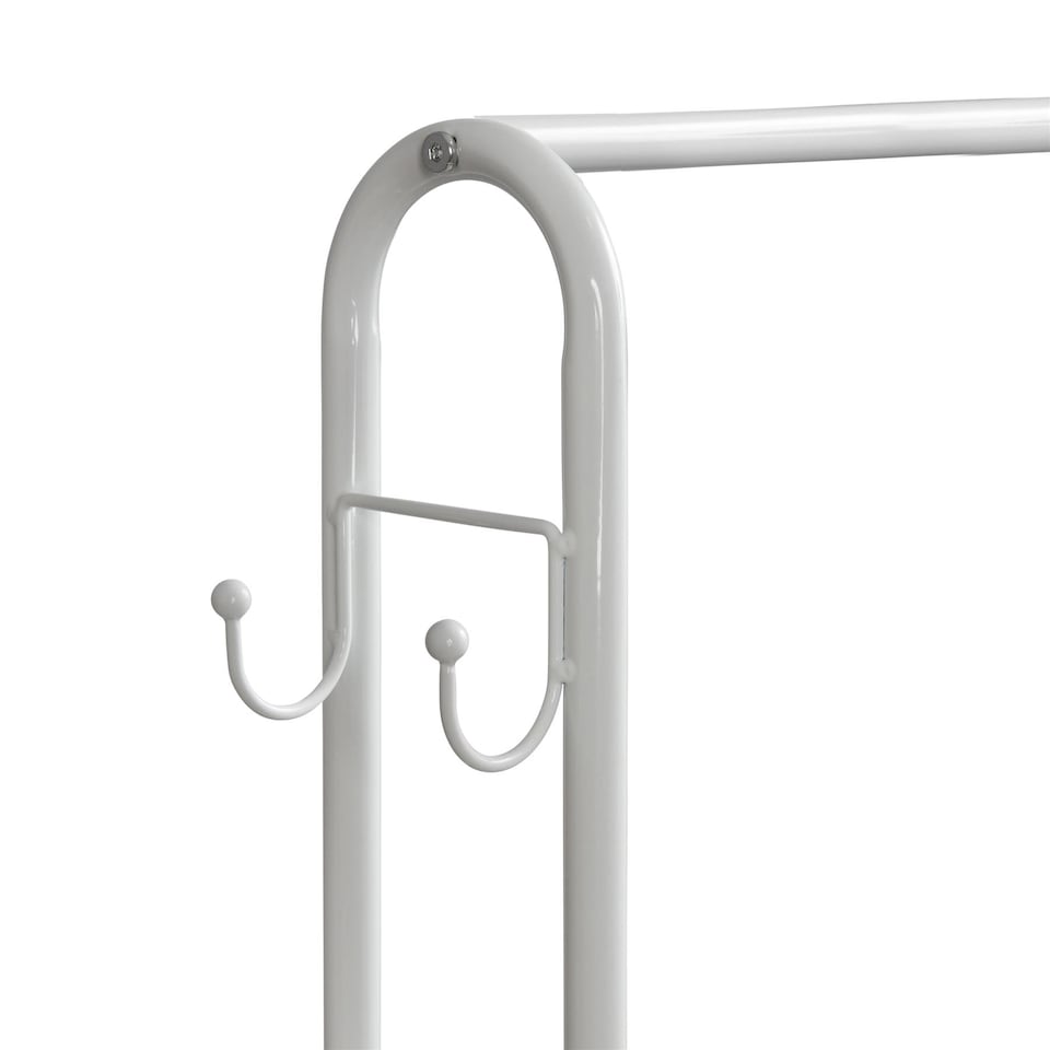 image 1 of House of Home Clothes Rack Steel White Clothing Rail With Two Shelves Hanging Hooks 5ft Height | White