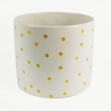 Ceramic Plant Pot Planter Gold Dot 15 x 15 x 18cm | White