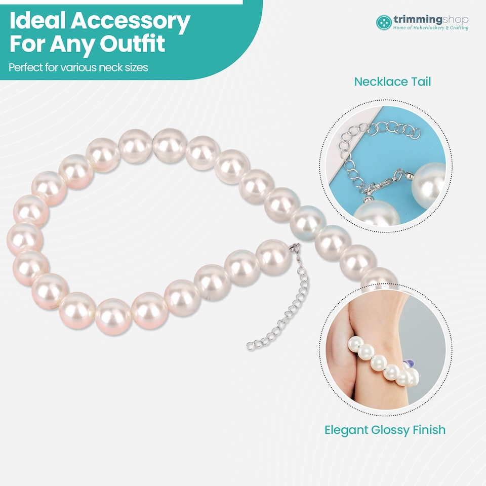 image 1 of 18mm White Faux Pearl Choker Necklace for Women