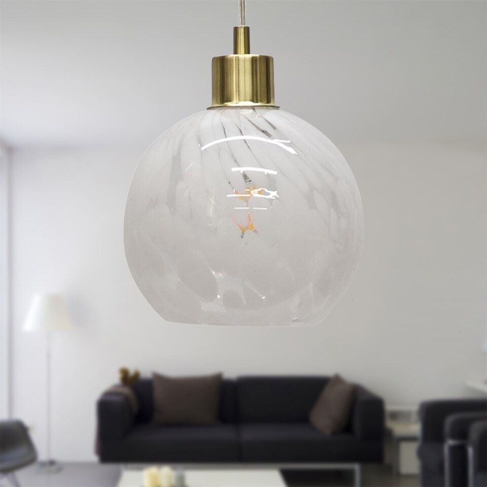 image 1 of Confetti - Glass Globe with Satin Brass Pendant Fitting