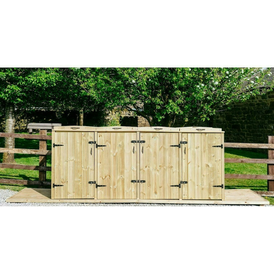 image 1 of Chatburn 1 Wheelie Bin/6 Recycle Box Store - L80.4 x W250.5 x H120 cm - Fits 1x 180L or 1x 240L Wheelie Bins & 6x Recycle Boxes Brown