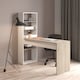 image 2 of FURNICOMP Echo Corner Office Desk with Bookcase - Matt White & Oak