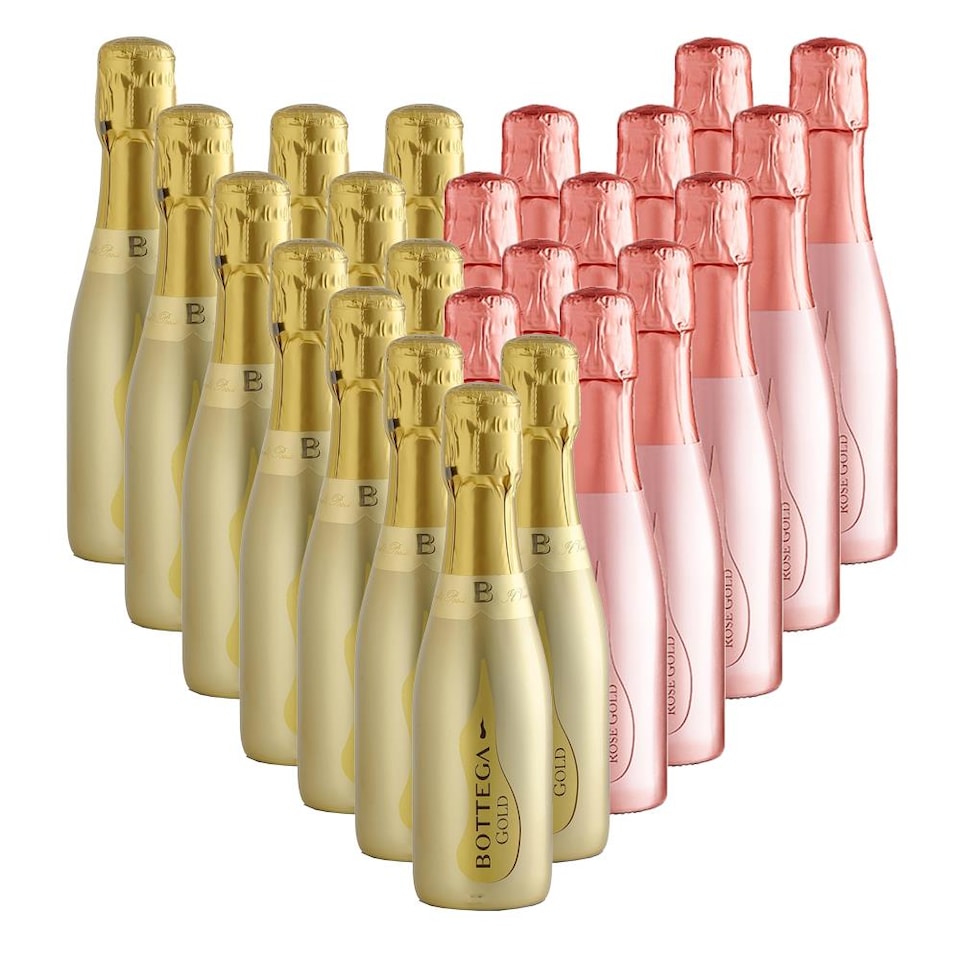 Case of 24 Mini Prosecco Bottega Rose and Bottega Gold 20cl