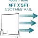 image 4 of House of Home Heavy Duty Clothes Rail 4ft Long x 5ft Tall Black Quality Metal Stand Rack | Black