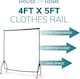 image 4 of House of Home Heavy Duty Clothes Rail 4ft Long x 5ft Tall Black Quality Metal Stand Rack | Black