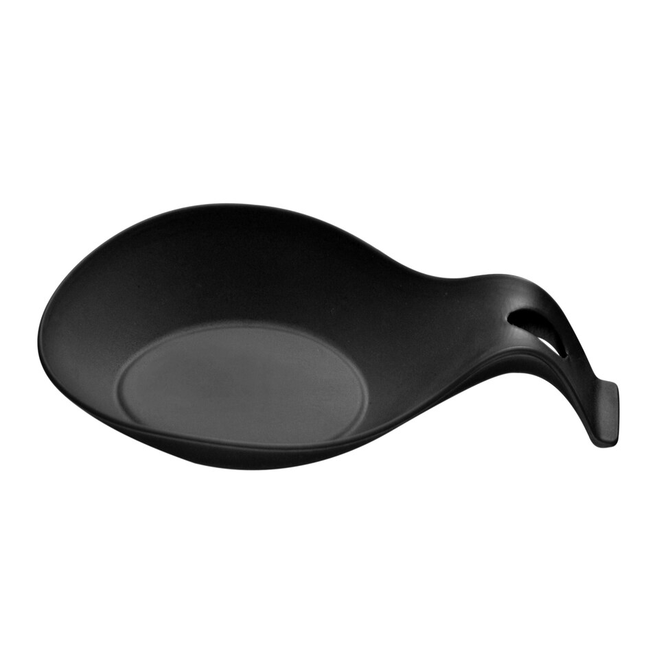 image 1 of Interiors by Premier Black Silicone Spoon Rest, Heat-Resistant Holder for Keeping Worktops Clean, Modern Red Design