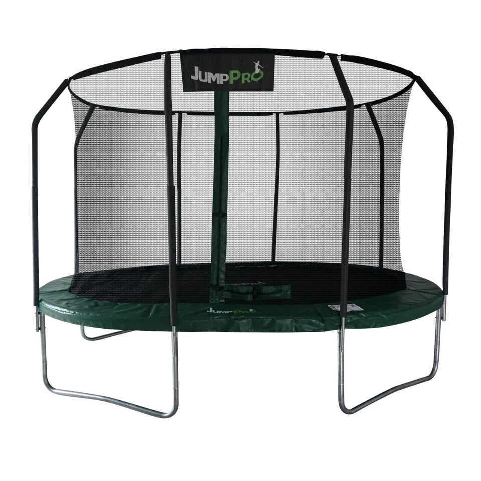 image 1 of 10ft x 7ft JumpPRO® Xcite Green Oval Trampoline with Enclosure