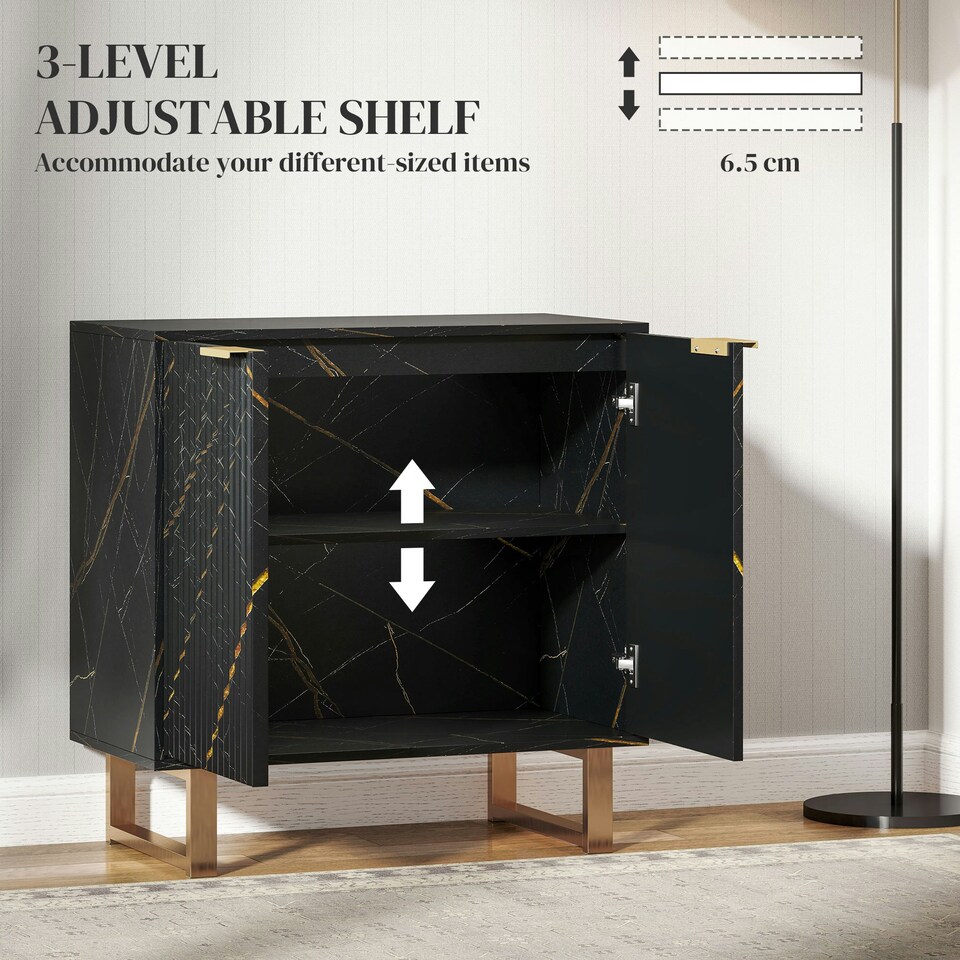 image 1 of HOMCOM Sideboard, Buffet Cabinet with 2 Doors and Adjustable Shelves, Black Black