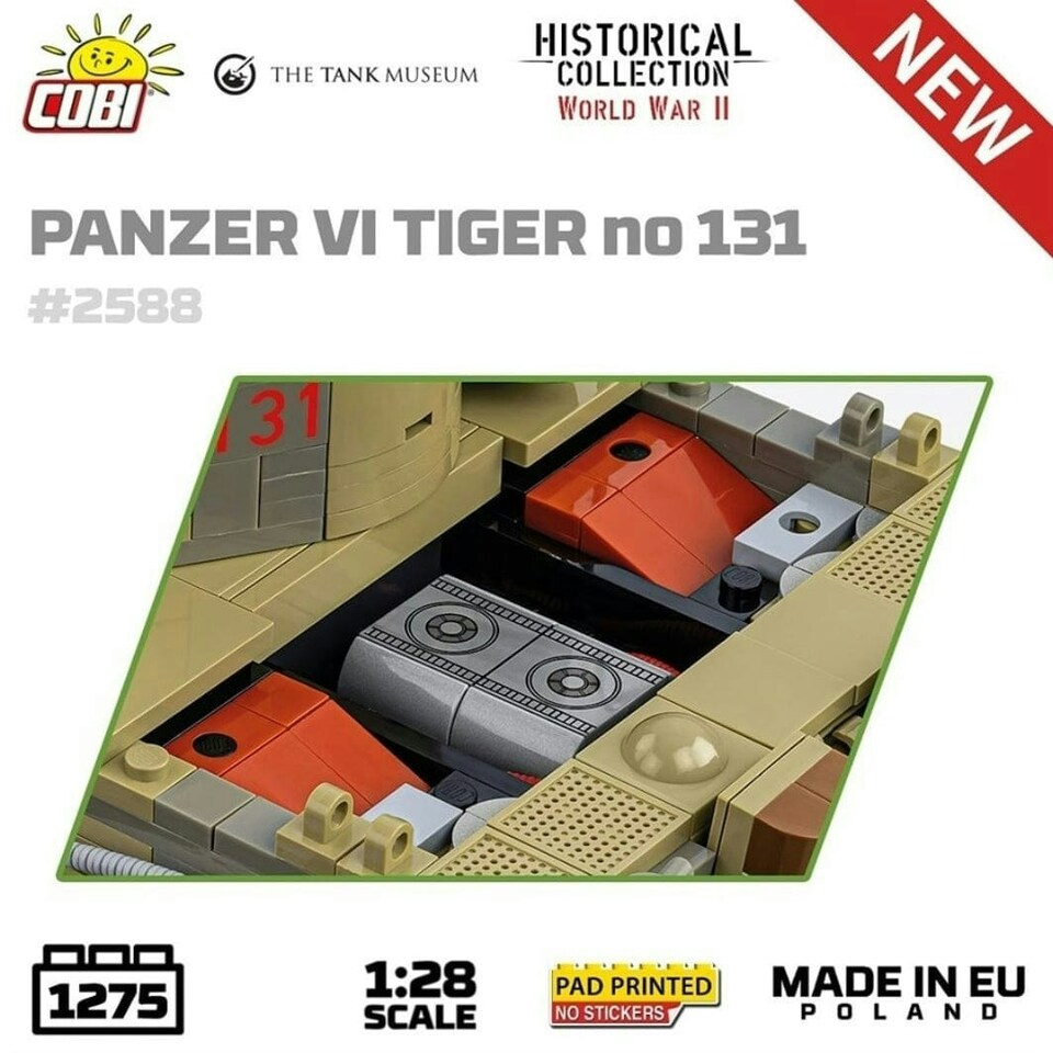 image 1 of Panzer VI Tiger I 131 The Tank Museum brick tank model - COBI 2588 - 1275 bricks