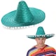 image 1 of Orange Mexican Sombrero – Fancy Dress Hat with Pom-Pom Trim Green | One Size