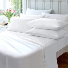Flannelette Fitted Sheet in White - Double