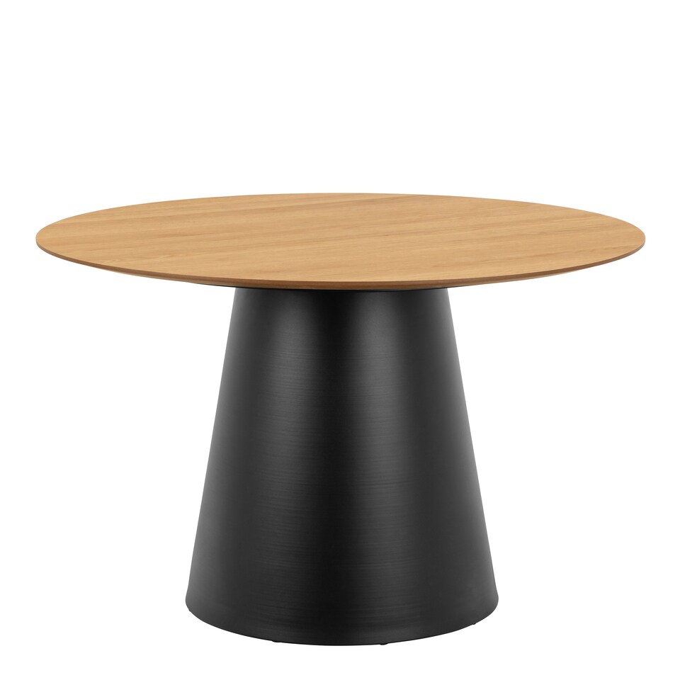 image 1 of Soli Round Dining Table in Oak and Black 120x75cm