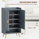 image 9 of HOMCOM Shoe Cabinet with Beadboard Doors for 15 Pairs of Shoes, Light Grey Blue