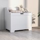 image 9 of HOMCOM Storage Chest, Storage Trunk with Safety Hinge and U-shaped Cut-out Pull, Wooden Storage Box for Living Room, Entryway, 56.5 x 38 x 56 cm, White | White | White