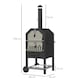 image 7 of Outsunny Outdoor Pizza Oven Charcoal Grill with Rain Cover, Shelf and Wheels