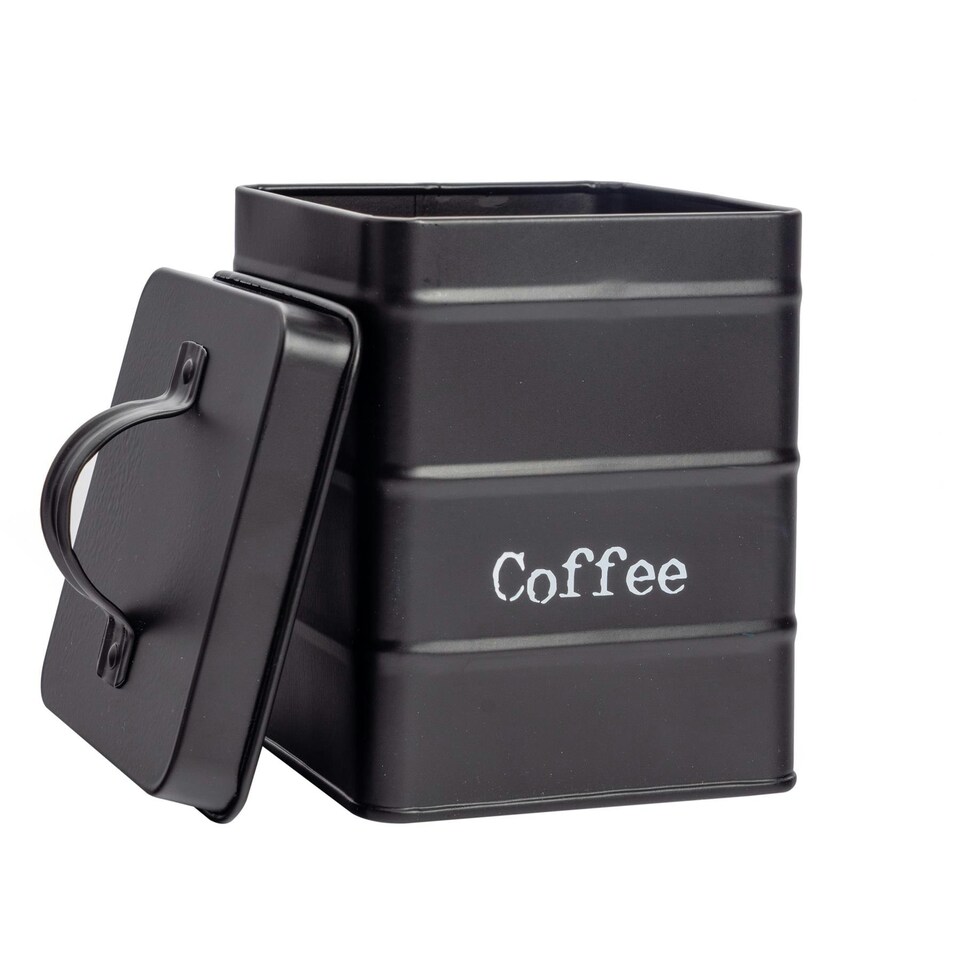 image 1 of Harbour Housewares Black Vintage Metal Kitchen Coffee Canister Kitchen Caddy Kitchen Storage Containers Canisters