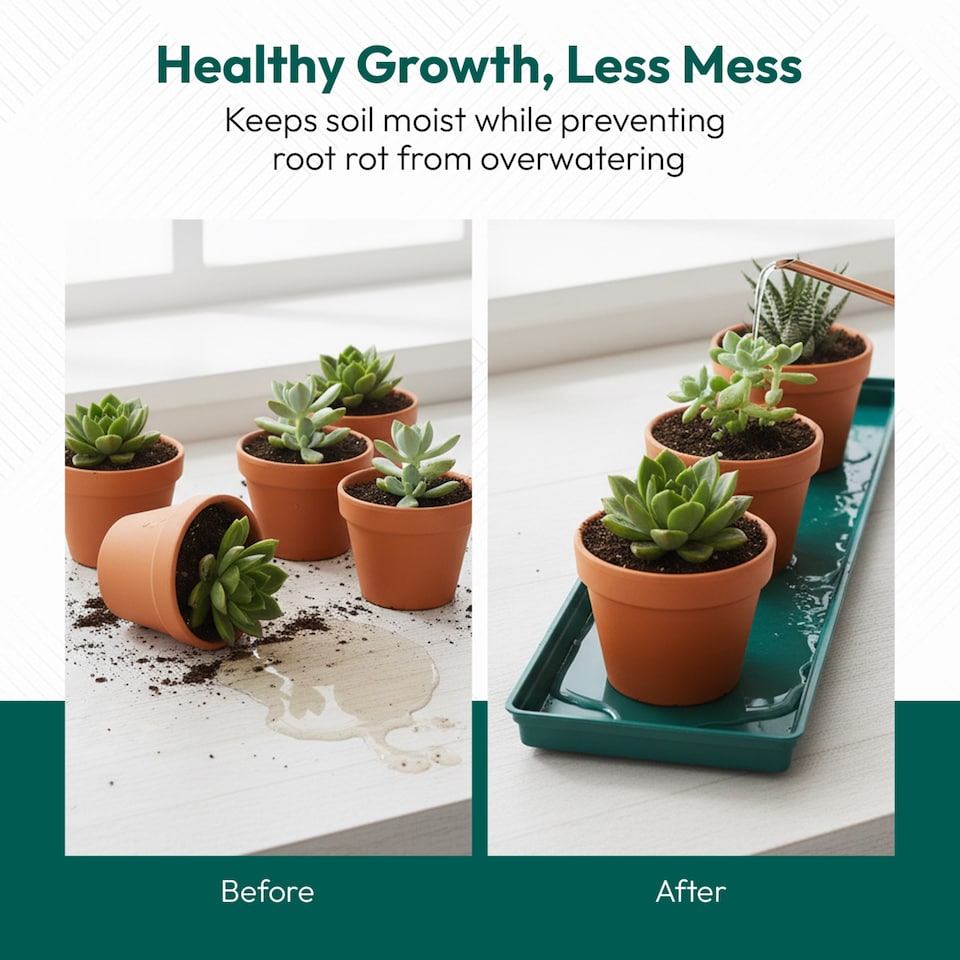 image 1 of 69cm Large Windowsill Plant Tray Plastic Drip Tray for Indoor Outdoor Plant Pots Pack of 2
