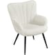 image 2 of Yaheetech Modern Pleated Curved Back Lamb hair Accent Chair White | Ivory