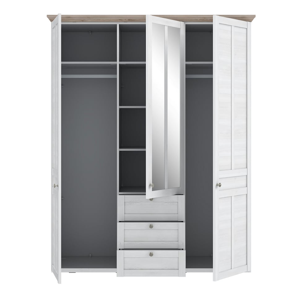 image 1 of Iloppa 3 Door Wardrobe in Snowy Oak/Oak Nelson