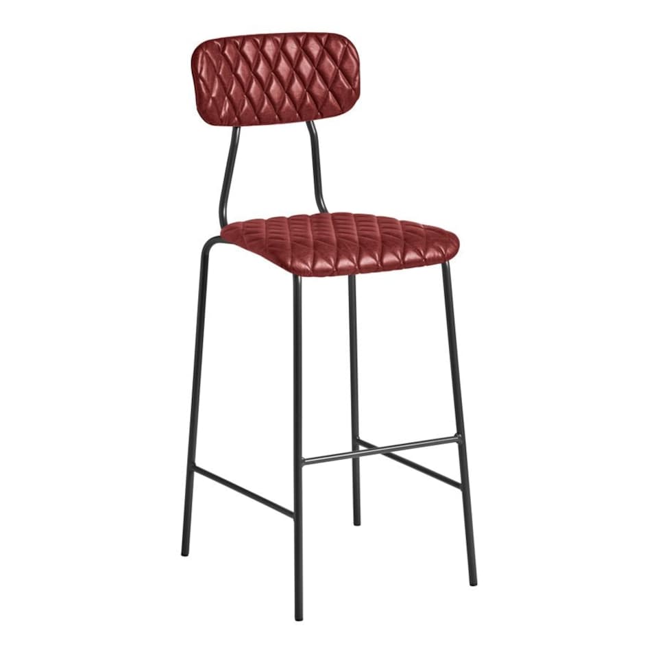Nara Bar Stool – Diamond Stitched - Vintage Red. Red