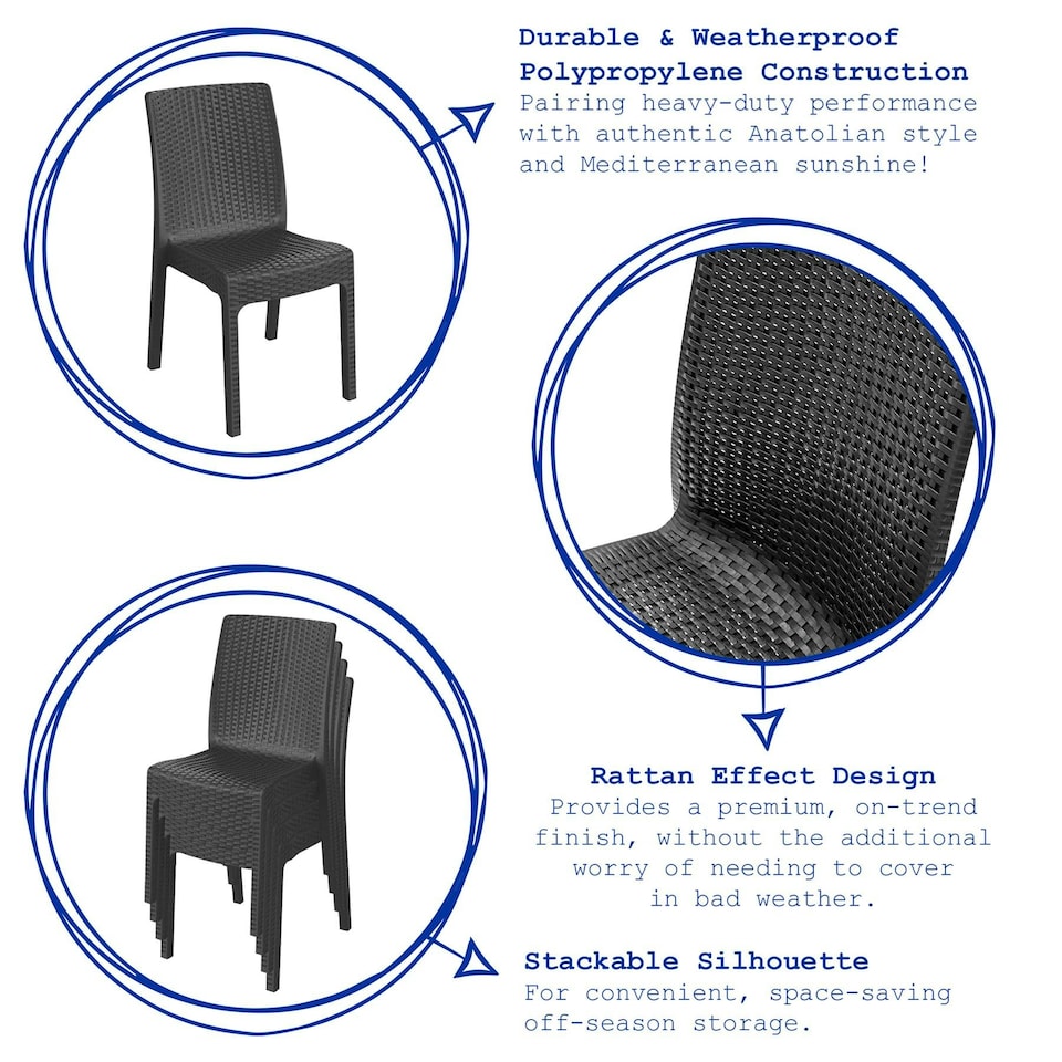 image 1 of Harbour Housewares Nilufer Rattan Effect Garden Dining Chairs - Pack of 4
