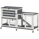 image 1 of PawHut Rabbit Hutch, 2-Tier Guinea Pig Hutch with Wheels & Trays, Grey