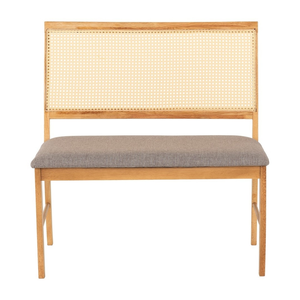 image 1 of Ellis Indoor Dining Bench - L52 x W89 x H92.5 cm - Oak Effect - Grey Fabric