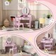 image 6 of AIYAPLAY Kids Dressing Table Set w/ Stool, Mirror, Drawers - Pink 